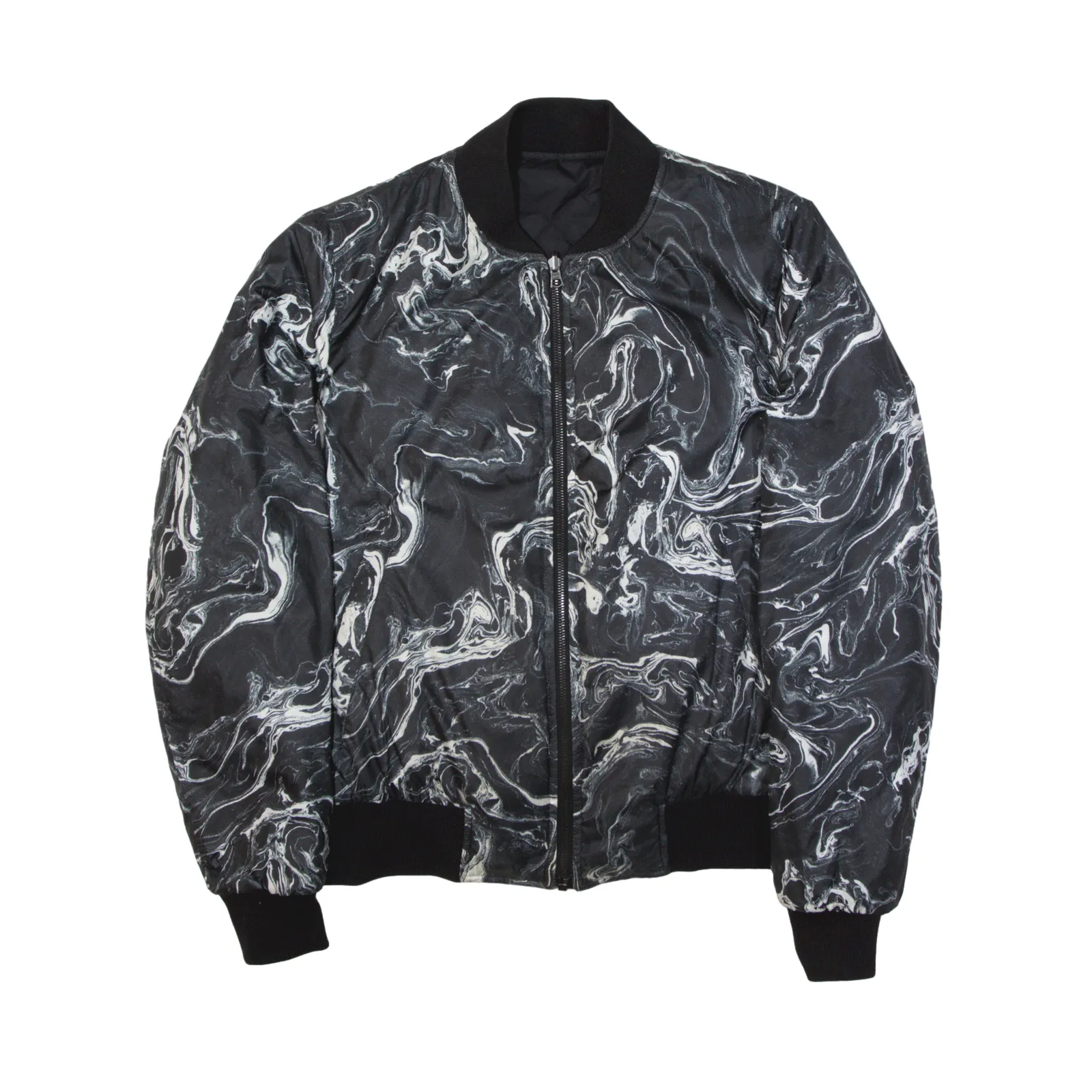 SANDRO Marble Quilted Reversible Insulated Bomber Jacket Black Womens S
