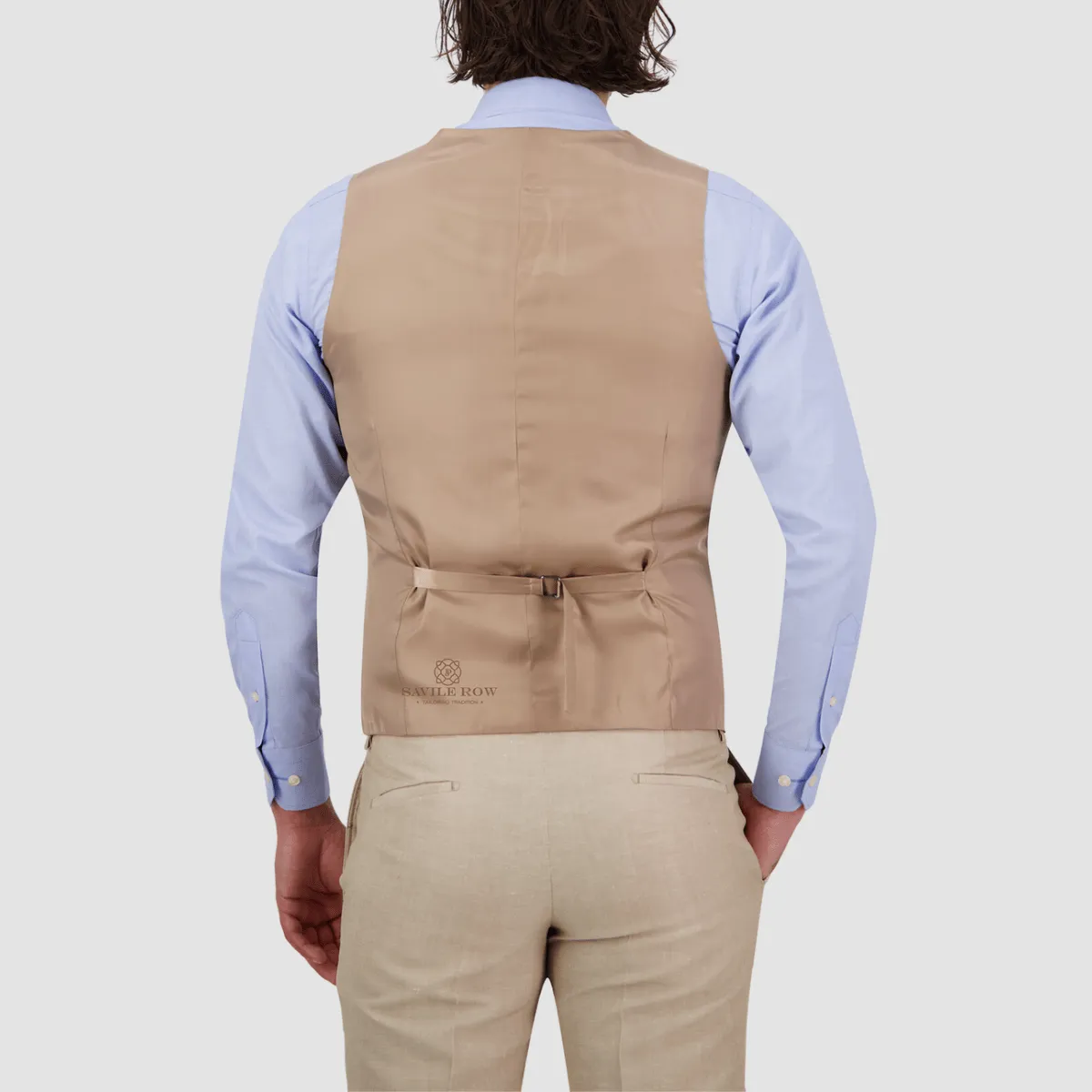 Savile Row Tailored Fit Mens Saul Vest in Sand Beige SL6 Wool Blend