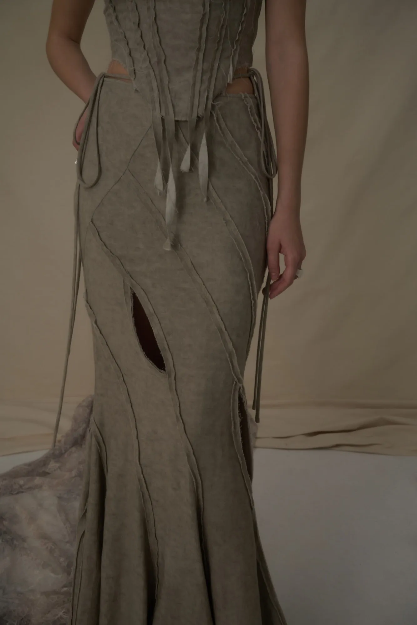 Seagrass Striped Mermaid Mid-Length Skirt
