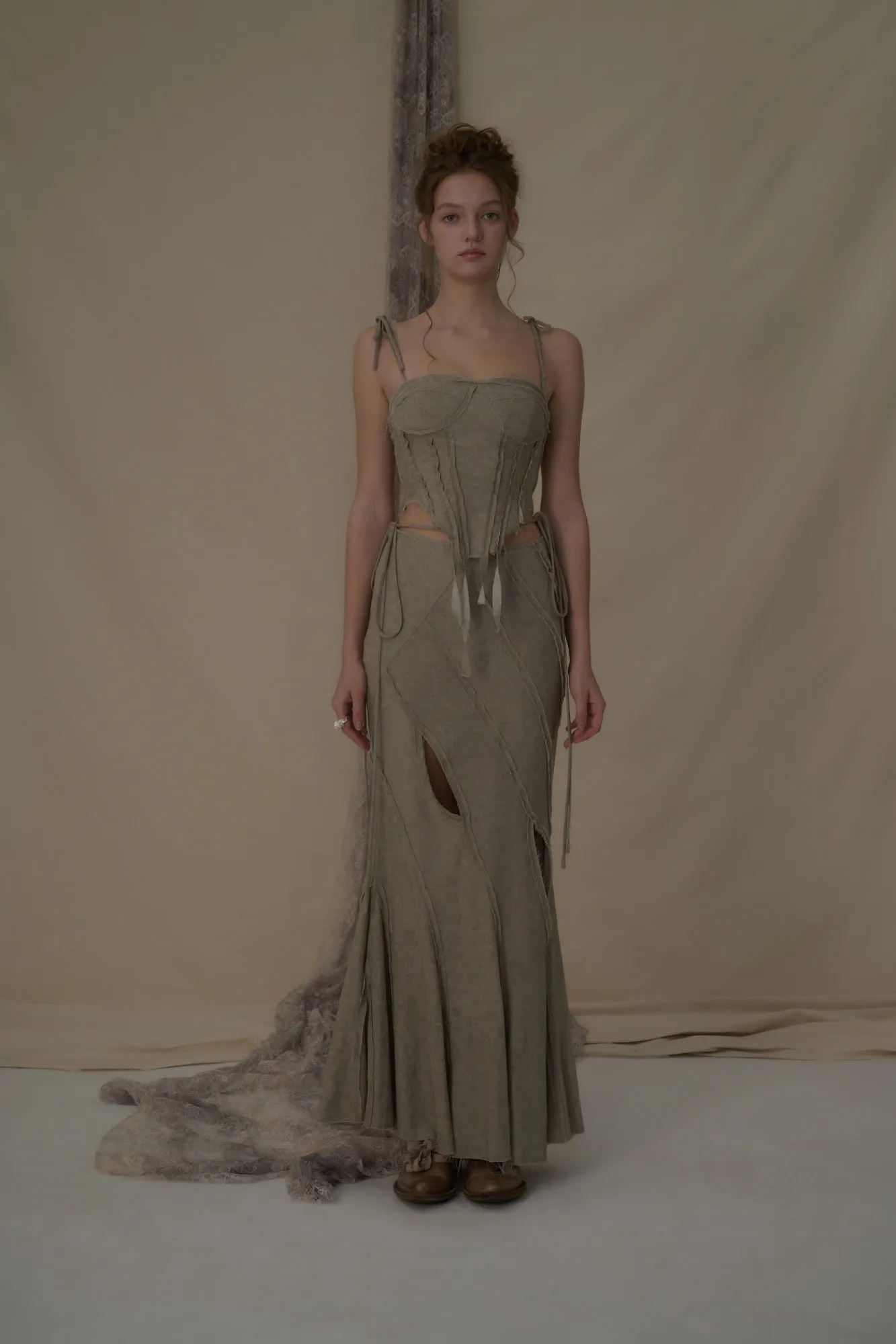 Seagrass Striped Mermaid Mid-Length Skirt
