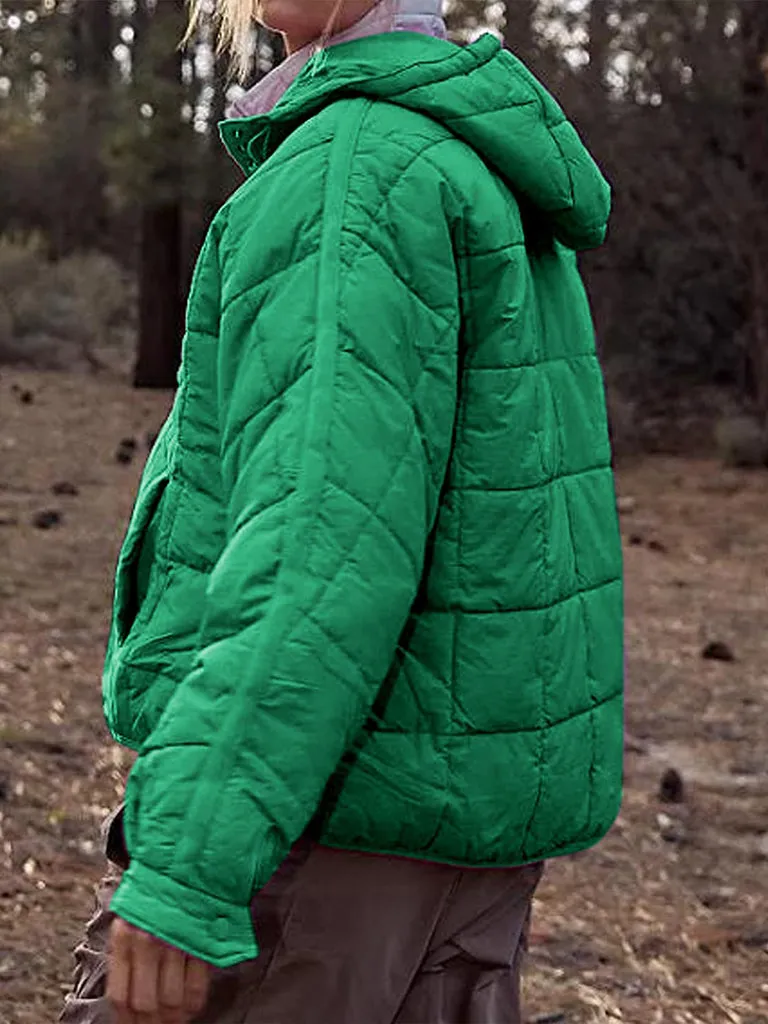 Solid Cotton Hooded Pippa Packable Puffer Jacket