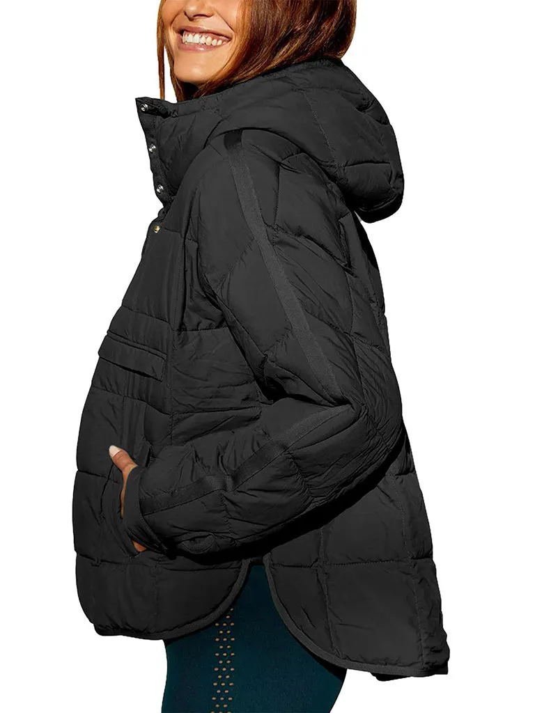 Solid Cotton Hooded Pippa Packable Puffer Jacket