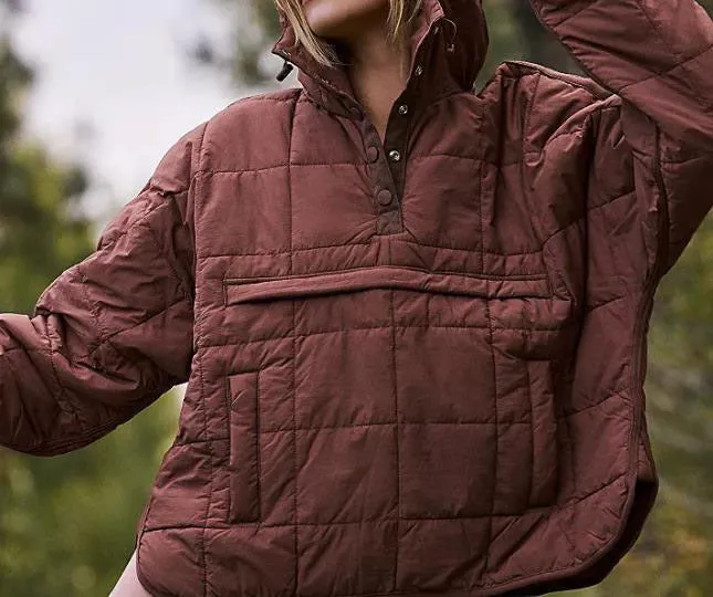 Solid Cotton Hooded Pippa Packable Puffer Jacket