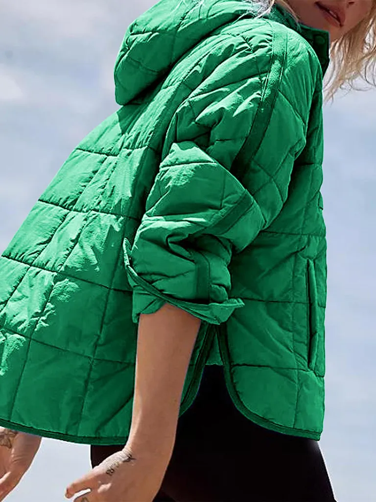 Solid Cotton Hooded Pippa Packable Puffer Jacket
