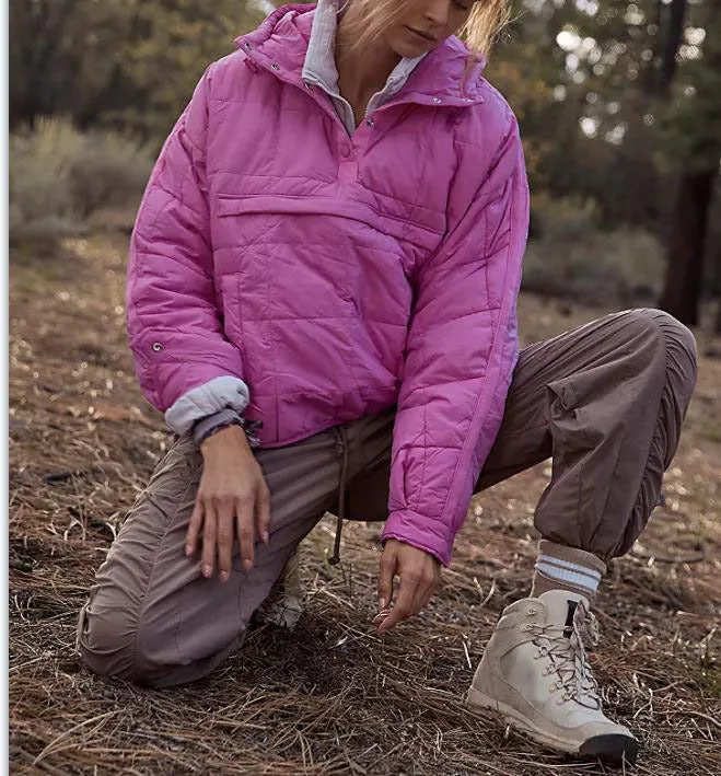 Solid Cotton Hooded Pippa Packable Puffer Jacket