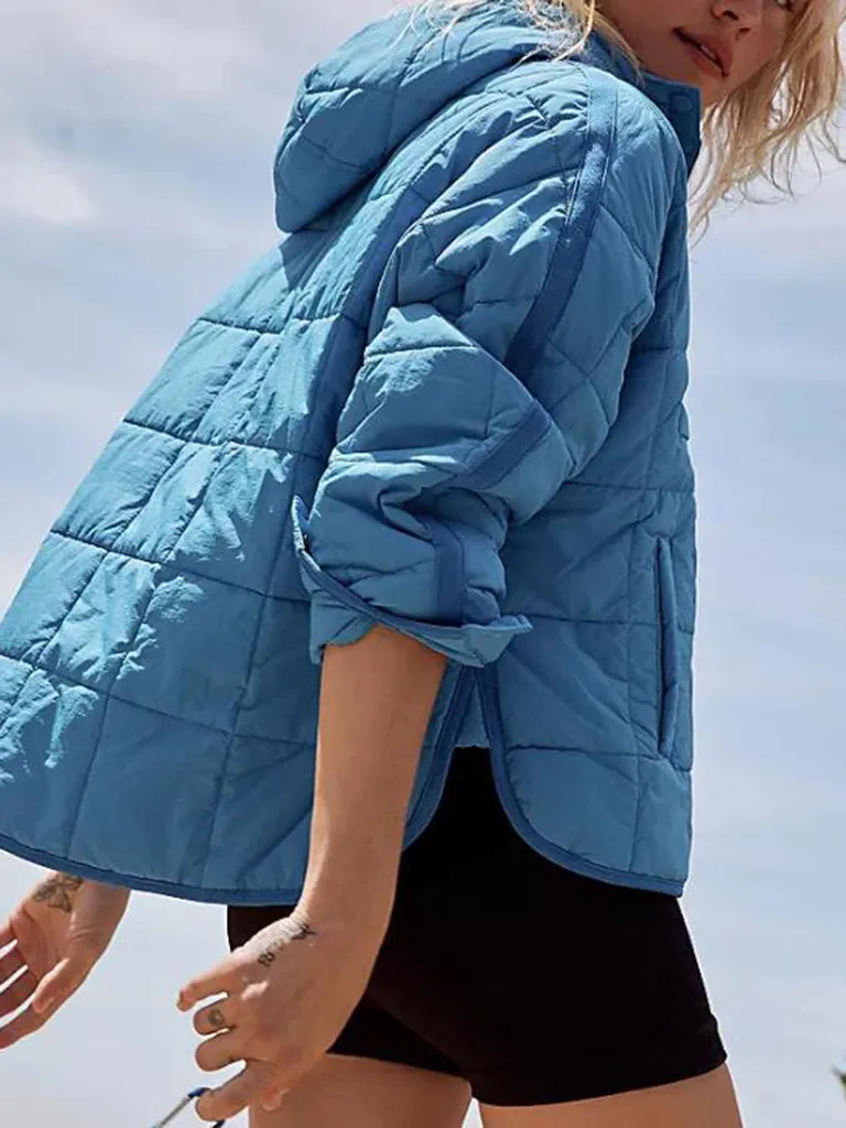 Solid Cotton Hooded Pippa Packable Puffer Jacket