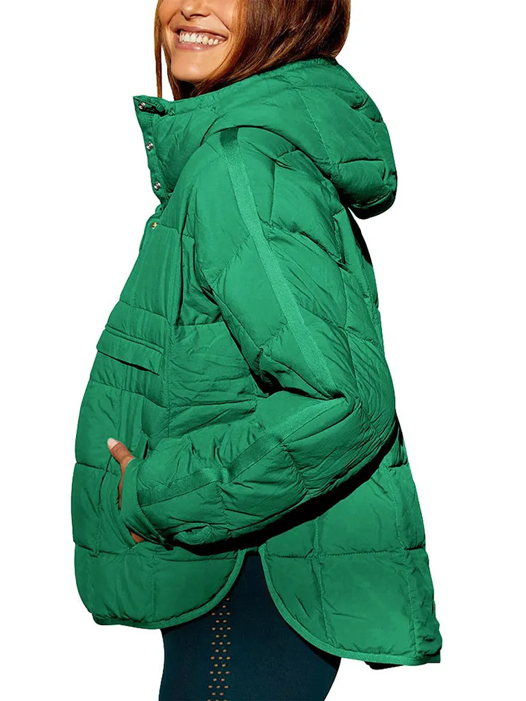 Solid Cotton Hooded Pippa Packable Puffer Jacket