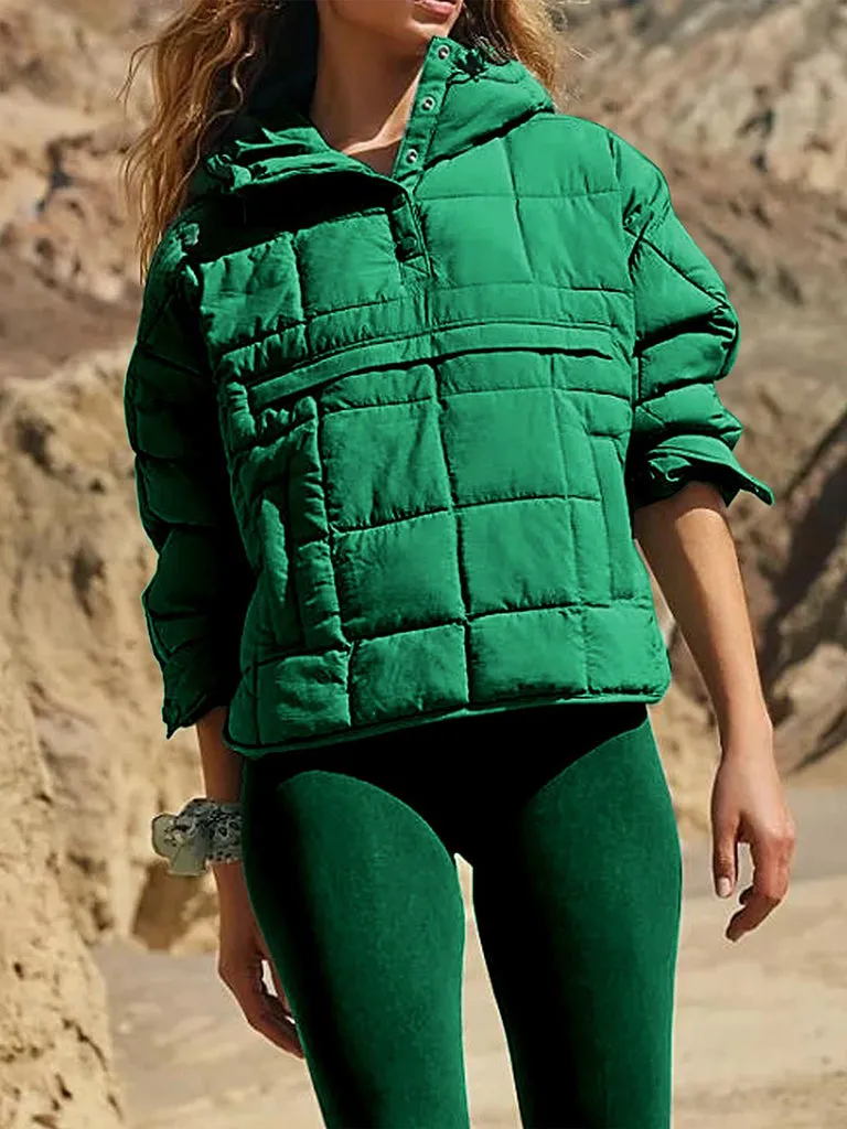 Solid Cotton Hooded Pippa Packable Puffer Jacket