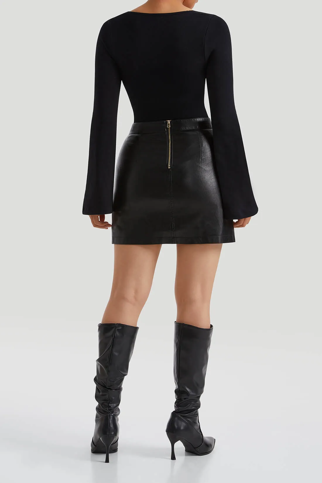Square Neck Long Bell Sleeve Bodysuit