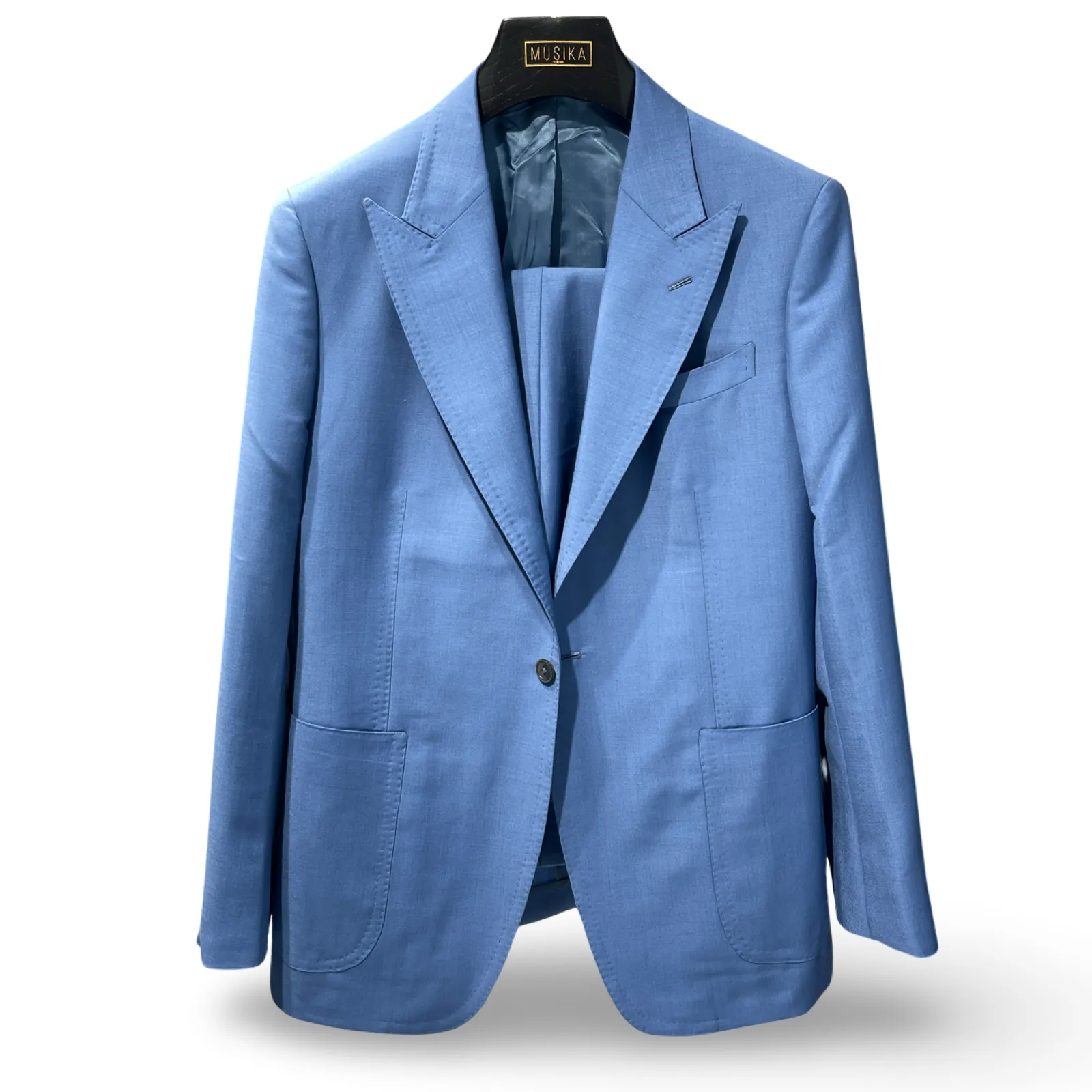Steel Blue Italian Imported Wool/Mohair Blend "Benton Peak Lapels" 2-Piece Suit