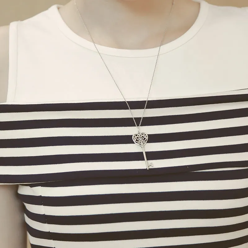 Summer Plus Size Women Slimming Bare Shoulder A-Line Mid-Length Black White Striped Dress