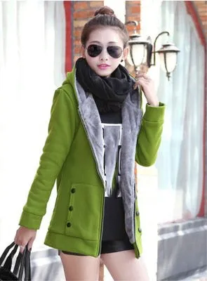 Sweatshirt women new Korean version of the thick M-3XL plus size yellow gray green long-sleeve Slim hoodies JD406