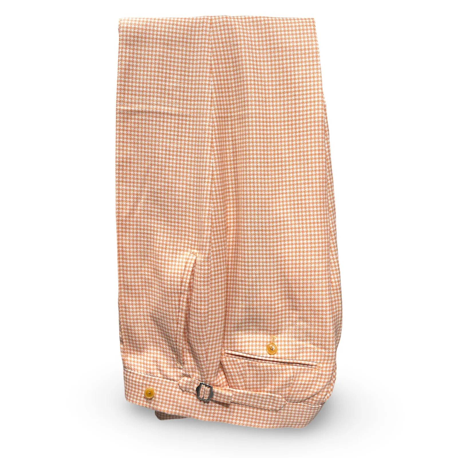 Tangerine Cream Houndstooth Gingham Italian Imported Silk/Wool Cotton Blend "Notch Lapels" 1B Suit