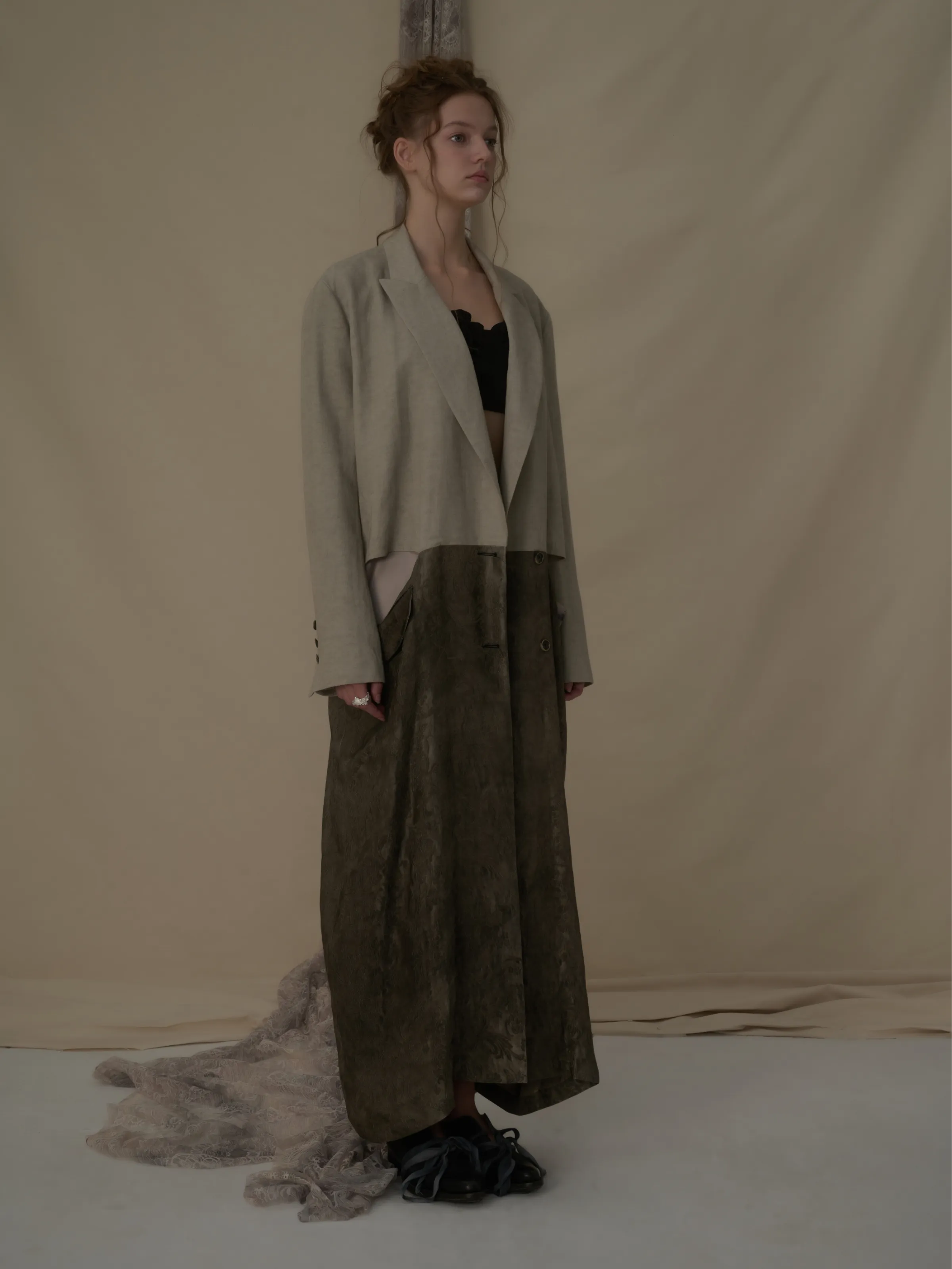 Taupe Vintage Mid-Length Skirt
