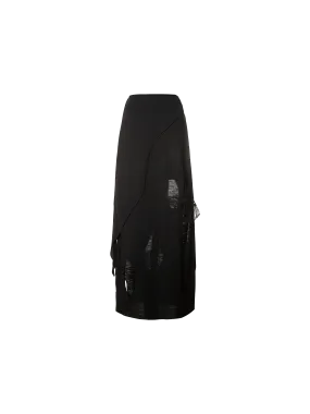 Torn Wool Knit Mid-Length Skirt