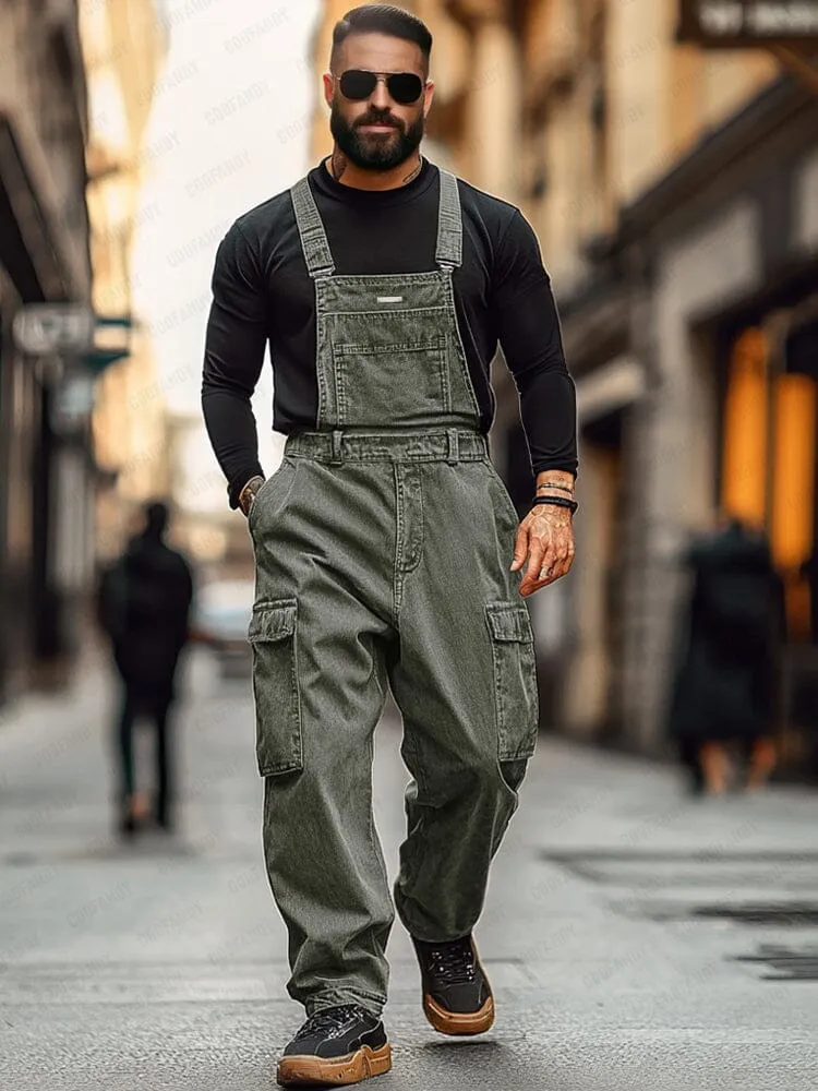 Utility Twill Cotton Cargo Overalls