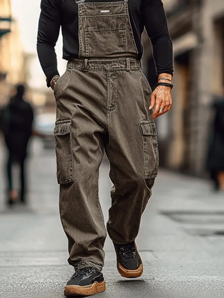 Utility Twill Cotton Cargo Overalls