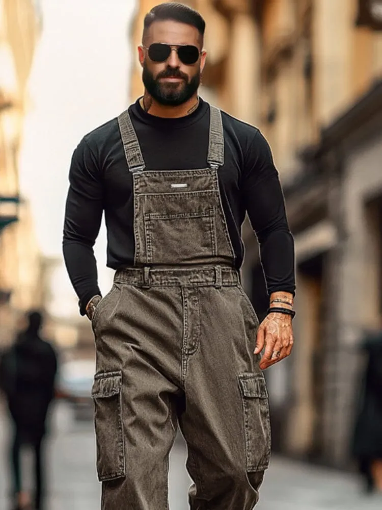 Utility Twill Cotton Cargo Overalls