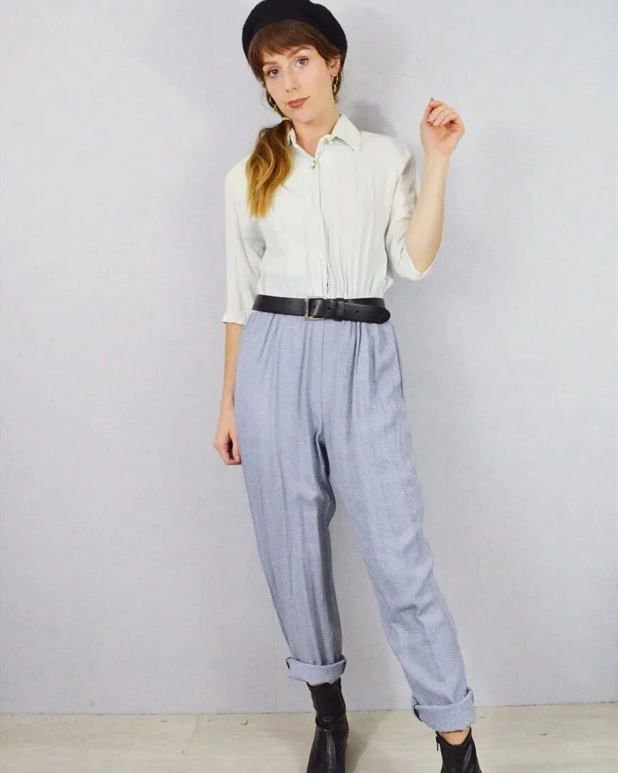 Vintage 80s Full Length Shirt Jumpsuit