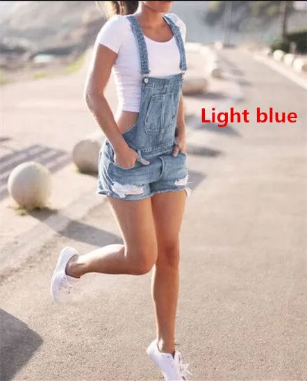 Wardrobe Basics Ripped Denim Romper Shorts Jean overalls