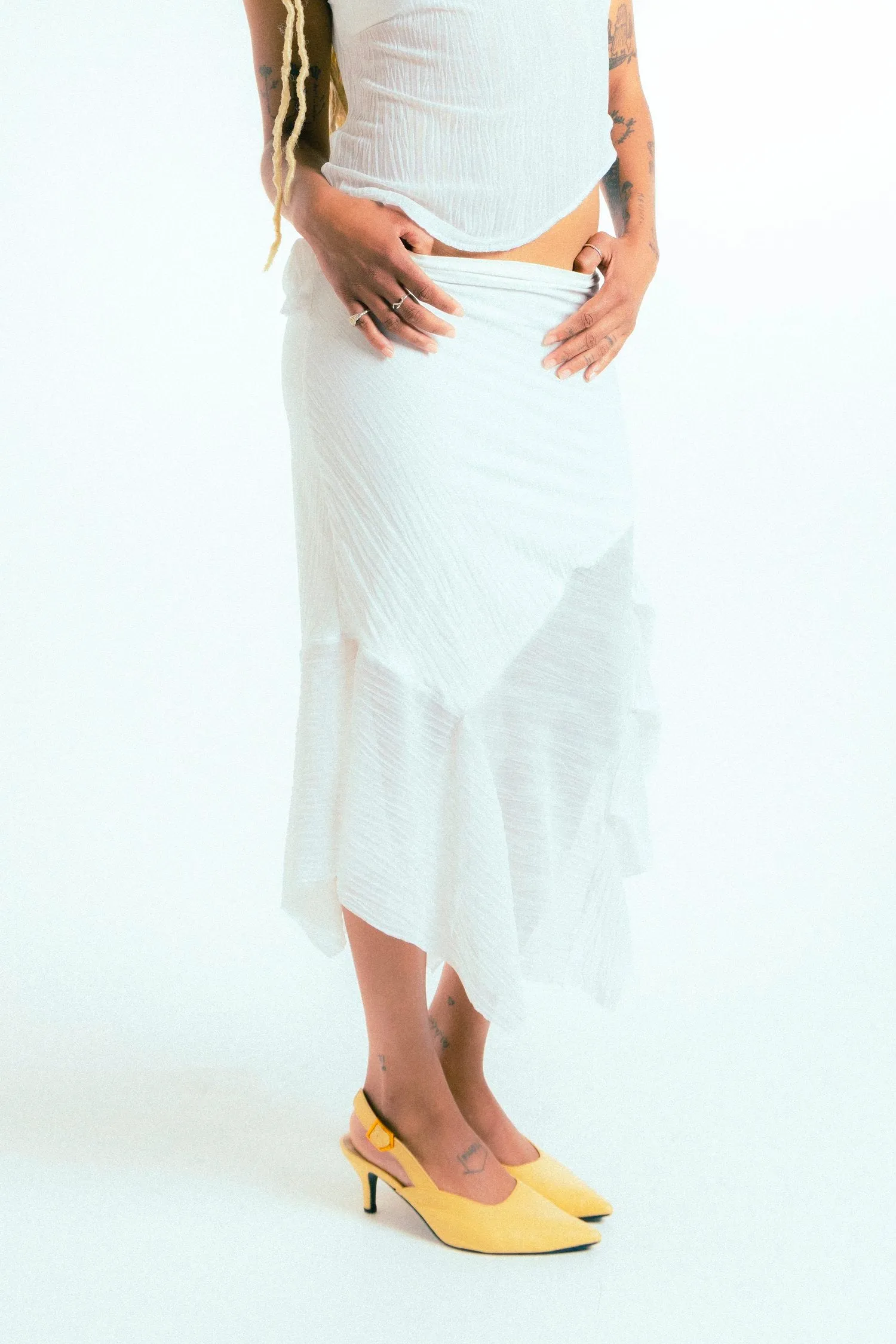 White Crinkle Skirt