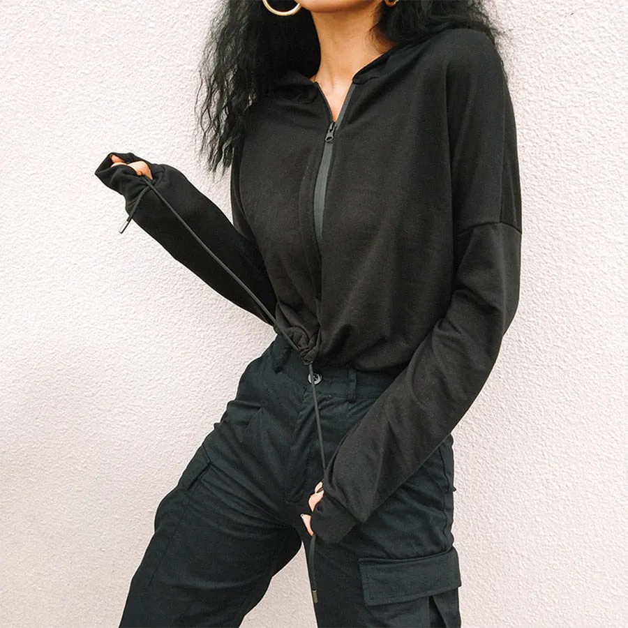Women's Autumn/Winter Zippered Hooded Loose Sweatshirt