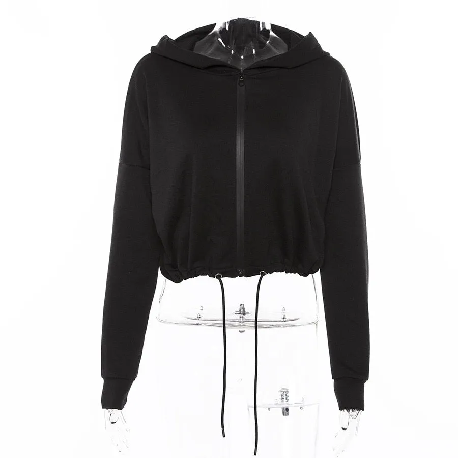 Women's Autumn/Winter Zippered Hooded Loose Sweatshirt
